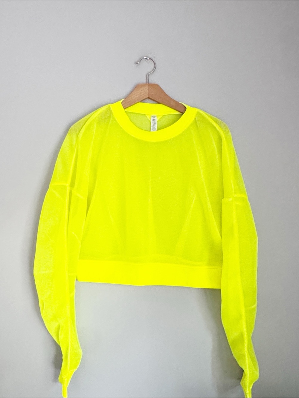 ALO Yoga Row Neon Yellow Mesh Cropped Sweatshirt